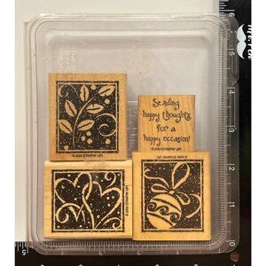 Stampin Up! Happy Occasions Wood Mounted Rubber Stamp Set Heart happy thoughts